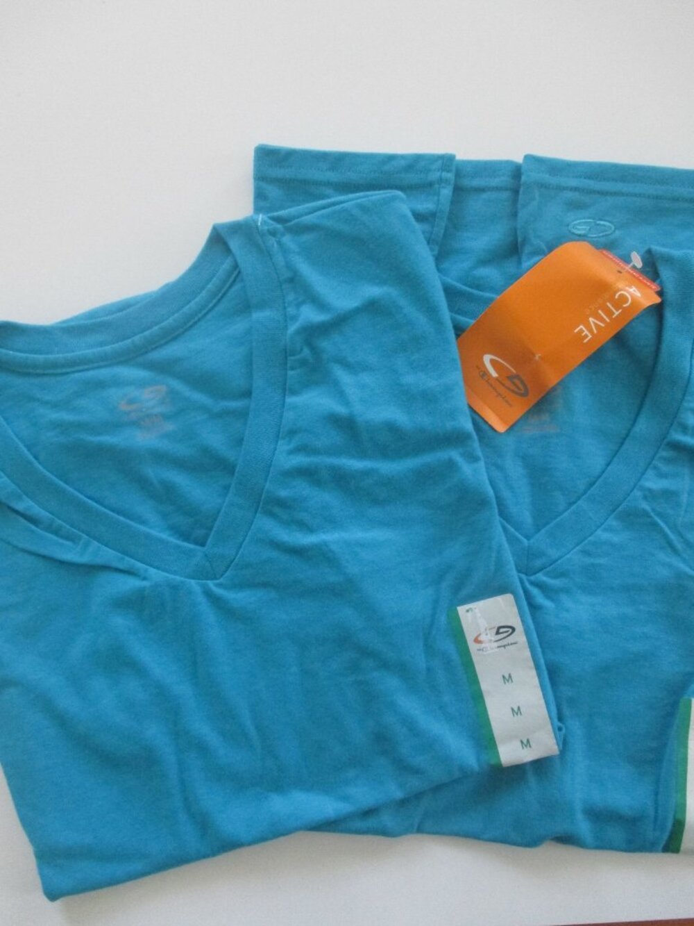 2 Turquoise Champion T-Shirts V Neck NWT